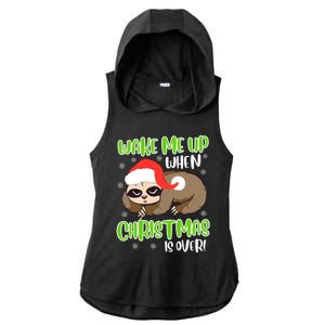 Antichristmas Sloth Wake Me Up Ugly Christmas Meaningful Gift Ladies PosiCharge Tri-Blend Wicking Draft Hoodie Tank