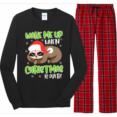 Antichristmas Sloth Wake Me Up Ugly Christmas Meaningful Gift Long Sleeve Pajama Set