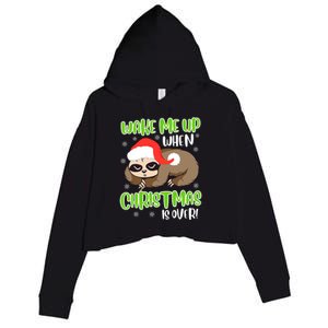 Antichristmas Sloth Wake Me Up Ugly Christmas Meaningful Gift Crop Fleece Hoodie