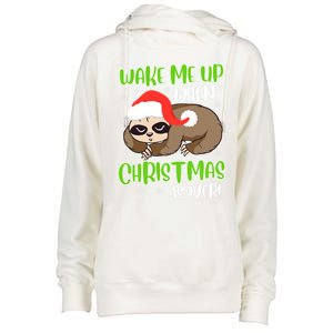 Antichristmas Sloth Wake Me Up Ugly Christmas Meaningful Gift Womens Funnel Neck Pullover Hood