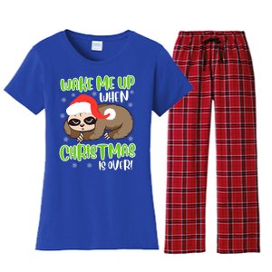 Antichristmas Sloth Wake Me Up Ugly Christmas Meaningful Gift Women's Flannel Pajama Set