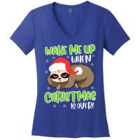 Antichristmas Sloth Wake Me Up Ugly Christmas Meaningful Gift Women's V-Neck T-Shirt