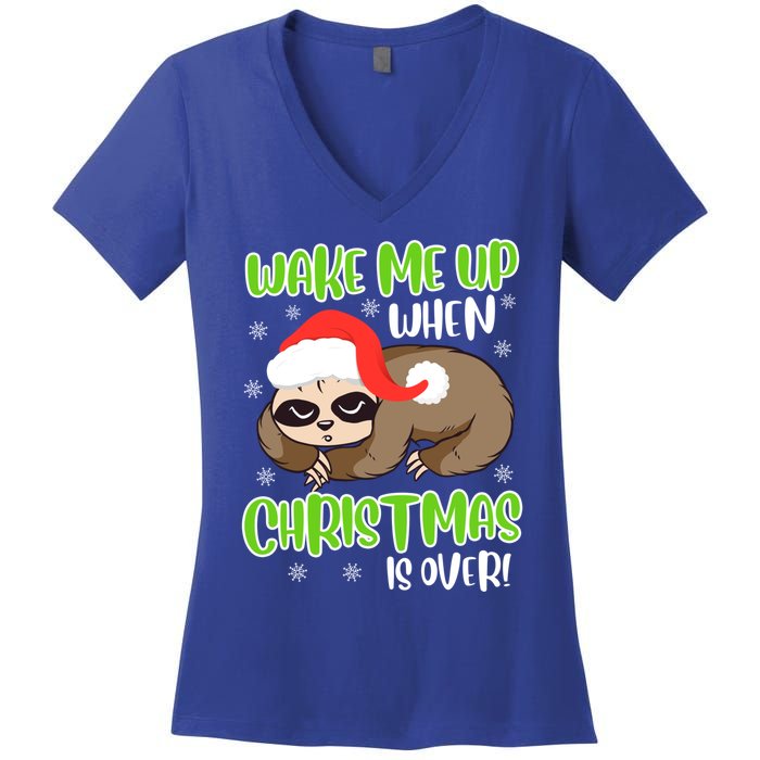 Antichristmas Sloth Wake Me Up Ugly Christmas Meaningful Gift Women's V-Neck T-Shirt