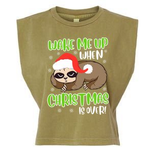 Antichristmas Sloth Wake Me Up Ugly Christmas Meaningful Gift Garment-Dyed Women's Muscle Tee