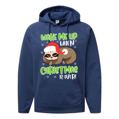 Antichristmas Sloth Wake Me Up Ugly Christmas Meaningful Gift Performance Fleece Hoodie