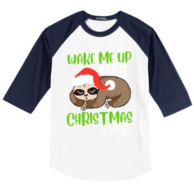 Antichristmas Sloth Wake Me Up Ugly Christmas Meaningful Gift Baseball Sleeve Shirt