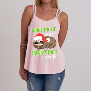 Antichristmas Sloth Wake Me Up Ugly Christmas Meaningful Gift Women's Strappy Tank