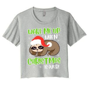 Antichristmas Sloth Wake Me Up Ugly Christmas Meaningful Gift Women's Crop Top Tee