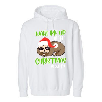 Antichristmas Sloth Wake Me Up Ugly Christmas Meaningful Gift Garment-Dyed Fleece Hoodie