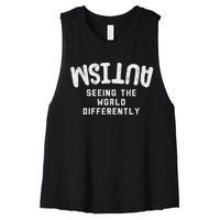 Autism Seeing World Differently Awareness Autistic Women's Racerback Cropped Tank