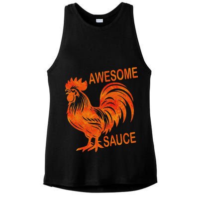 Awesome Sauce With Picture Of Rooster Ladies PosiCharge Tri-Blend Wicking Tank