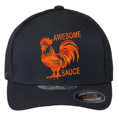 Awesome Sauce With Picture Of Rooster Flexfit Unipanel Trucker Cap