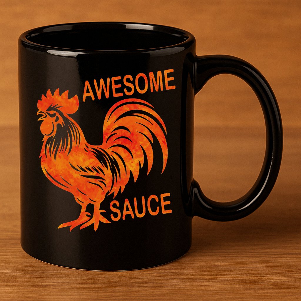 Awesome Sauce With Picture Of Rooster 11oz C Handle Ceramic Mug