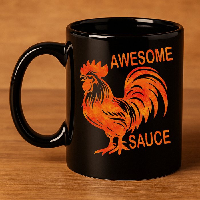 Awesome Sauce With Picture Of Rooster 11oz C Handle Ceramic Mug