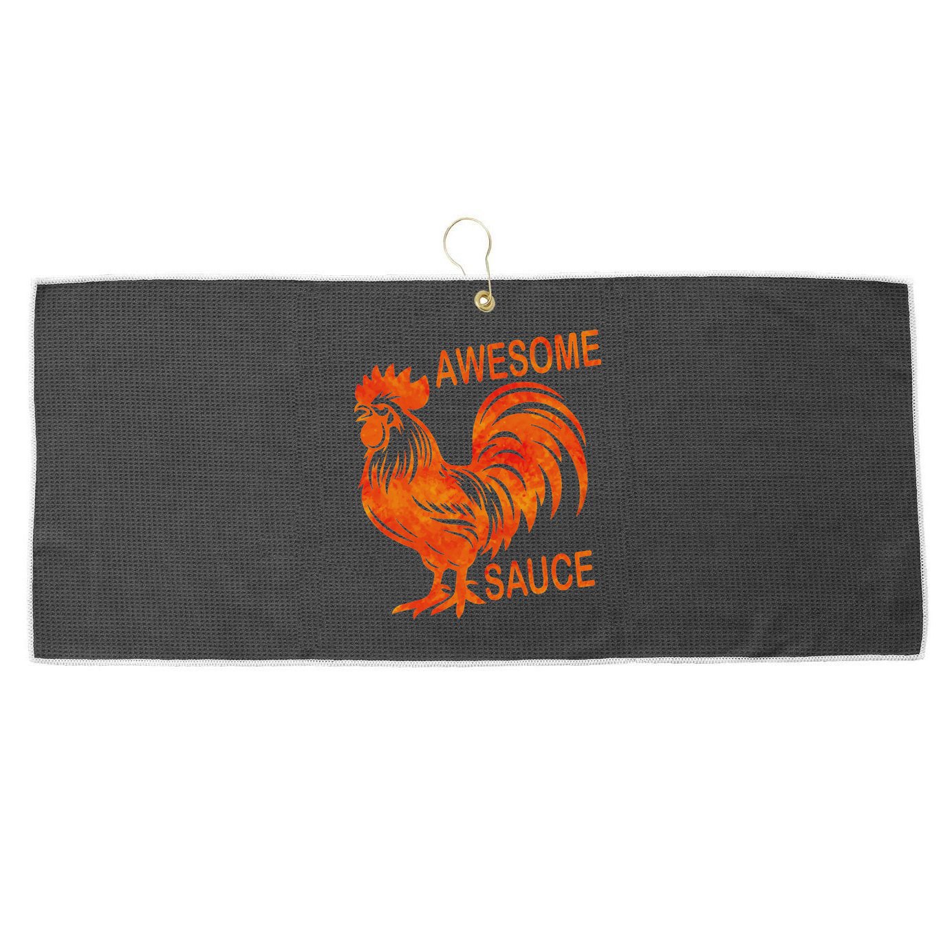Awesome Sauce With Picture Of Rooster Large Microfiber Waffle Golf Towel