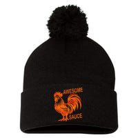 Awesome Sauce With Picture Of Rooster Pom Pom 12in Knit Beanie