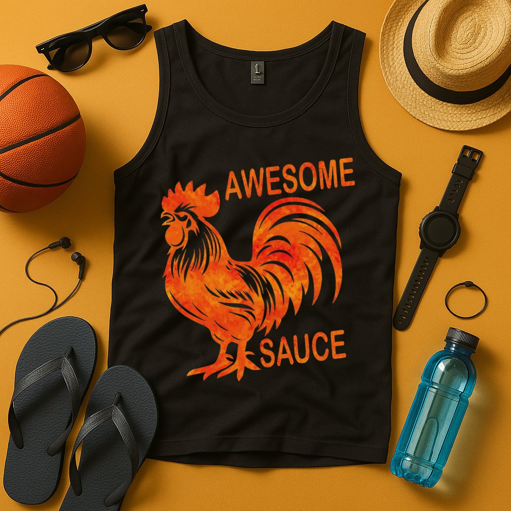 Awesome Sauce With Picture Of Rooster Tank Top