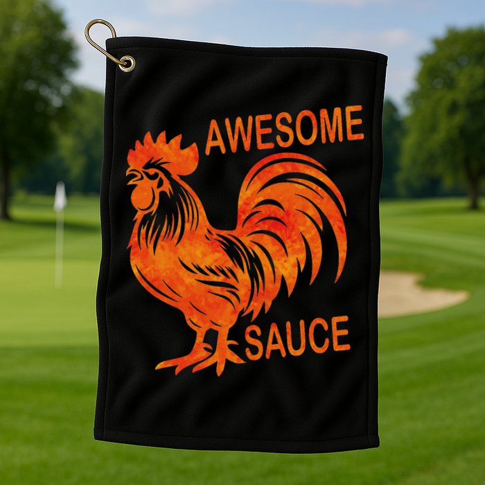 Awesome Sauce With Picture Of Rooster Golf Towel