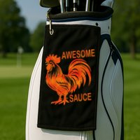 Awesome Sauce With Picture Of Rooster Golf Towel