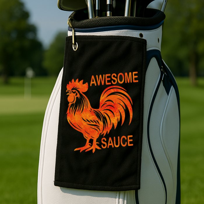 Awesome Sauce With Picture Of Rooster Golf Towel