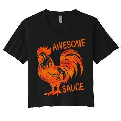 Awesome Sauce With Picture Of Rooster Crop Top