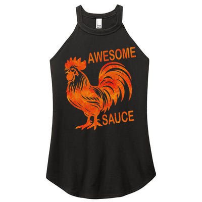 Awesome Sauce With Picture Of Rooster Women's Perfect Tri Rocker Tank