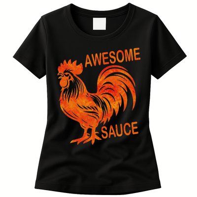 Awesome Sauce With Picture Of Rooster Womens T-Shirt