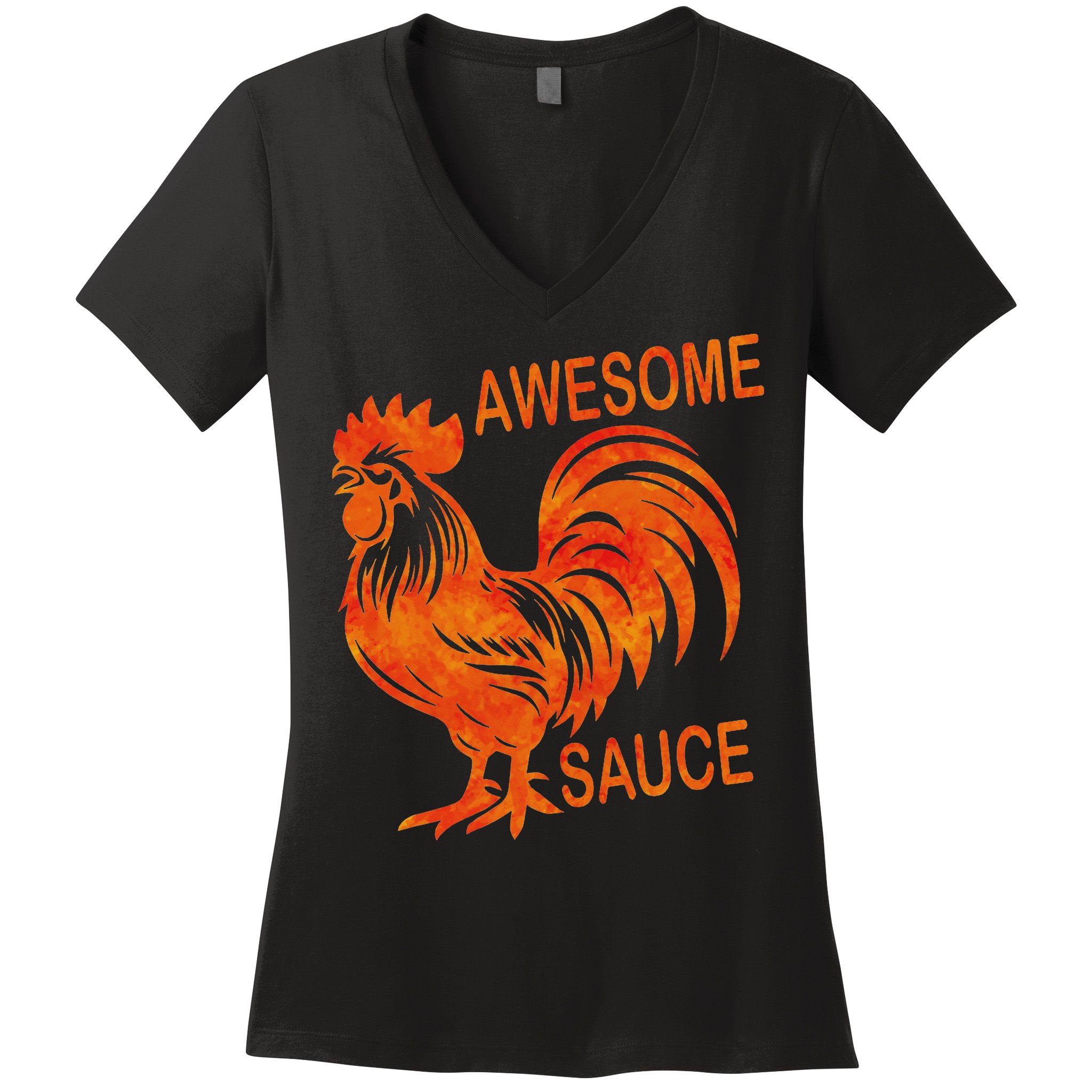Awesome Sauce With Picture Of Rooster Women's V-Neck T-Shirt
