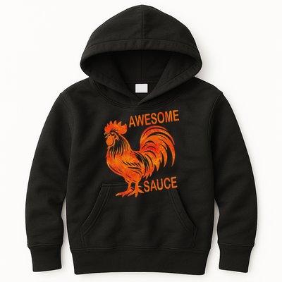 Awesome Sauce With Picture Of Rooster Kids Hoodie