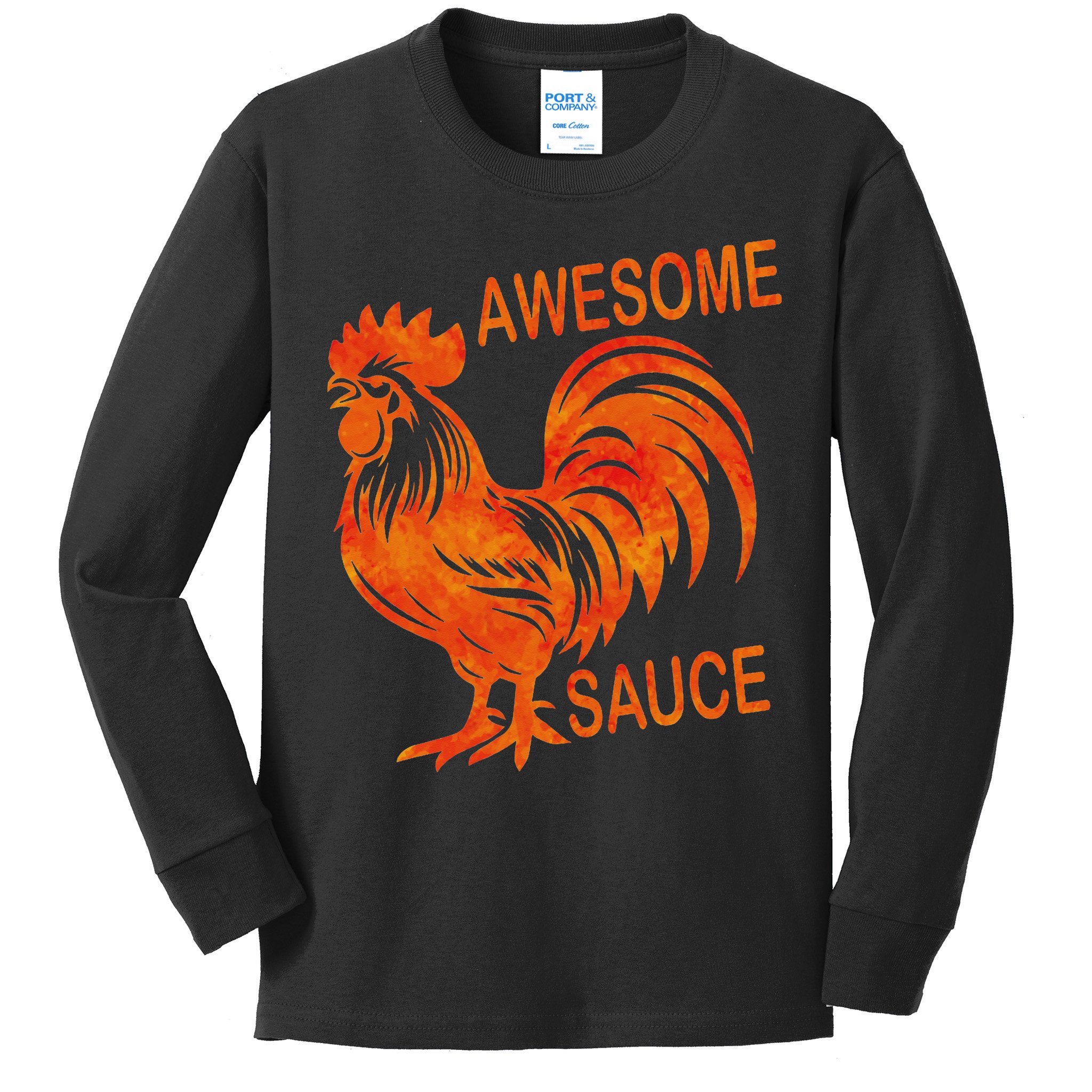 Awesome Sauce With Picture Of Rooster Kids Long Sleeve Shirt