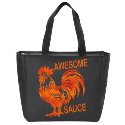 Awesome Sauce With Picture Of Rooster Zip Tote Bag
