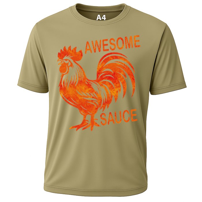 Awesome Sauce With Picture Of Rooster Performance Shirt