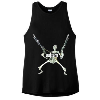 Autism Skeleton With Guns Ladies PosiCharge Tri-Blend Wicking Tank