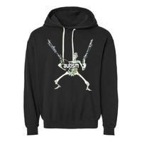 Autism Skeleton With Guns Garment-Dyed Fleece Hoodie