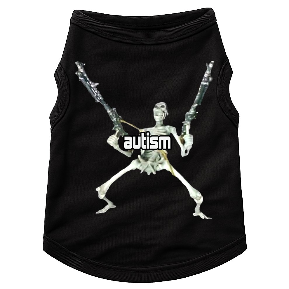 Autism Skeleton With Guns Doggie Tank