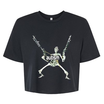 Autism Skeleton With Guns Bella+Canvas Jersey Crop Tee