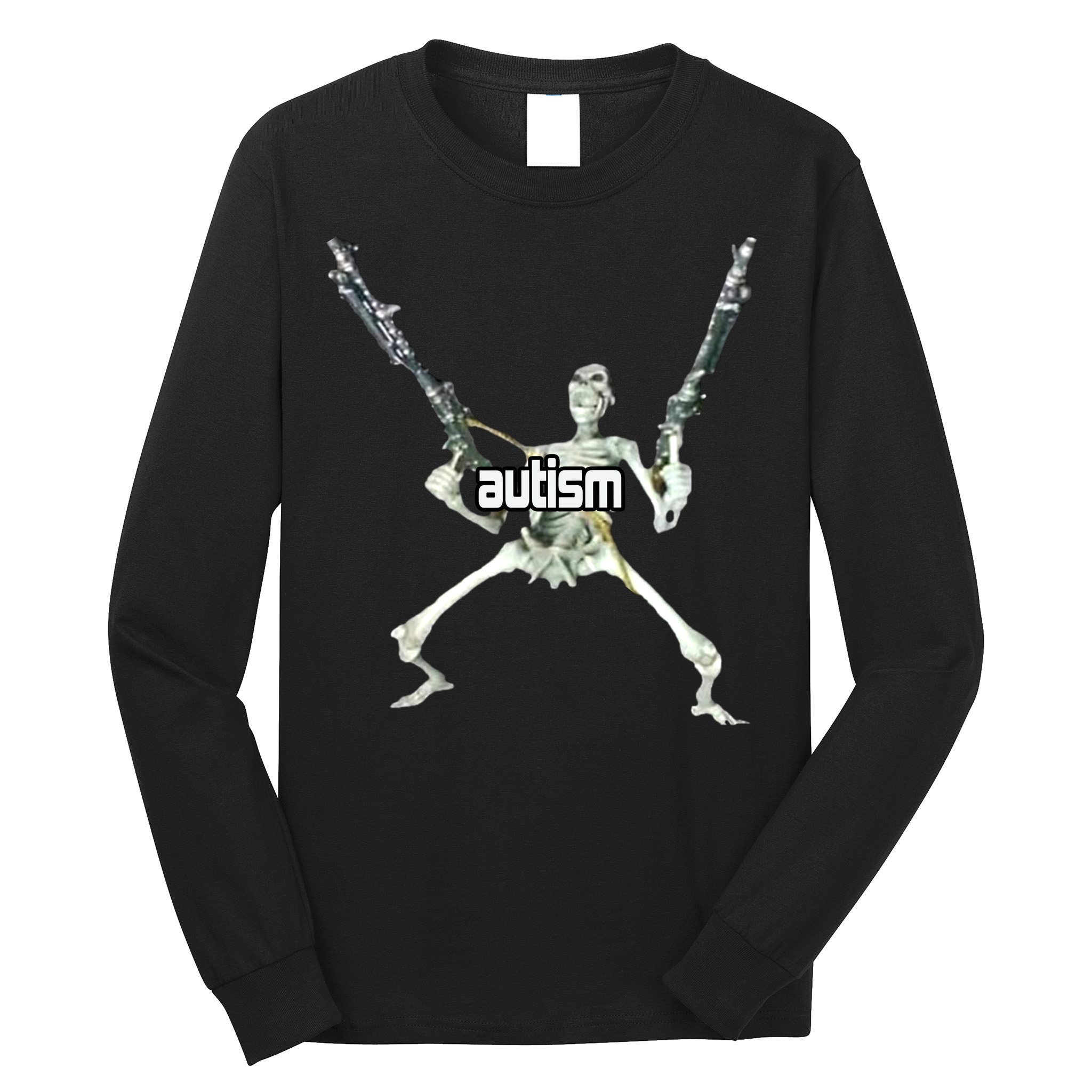 Autism Skeleton With Guns Long Sleeve Shirt