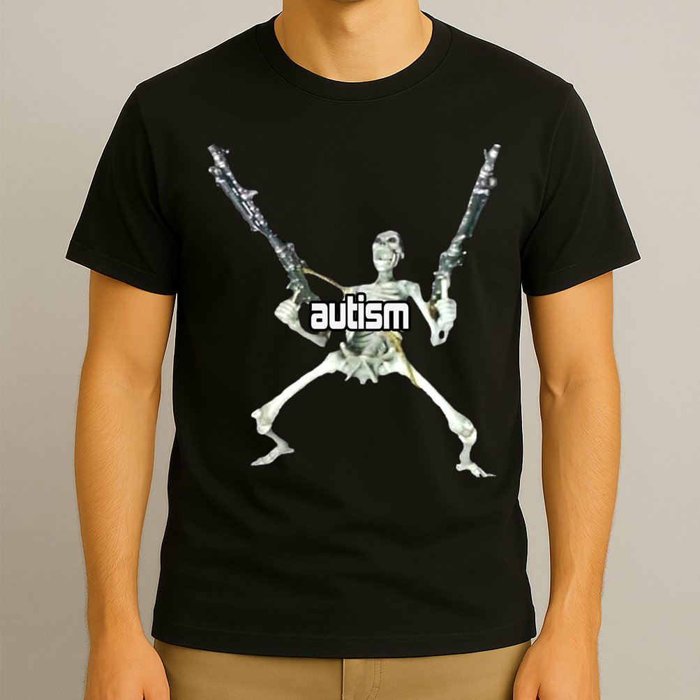 Autism Skeleton With Guns T-Shirt