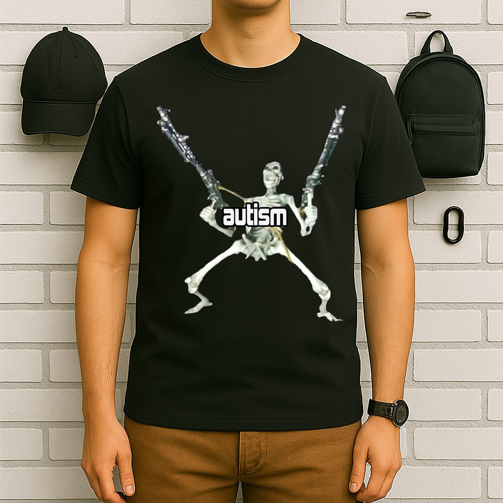 Autism Skeleton With Guns T-Shirt