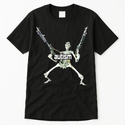 Autism Skeleton With Guns Tall T-Shirt
