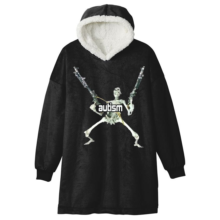 Autism Skeleton With Guns Hooded Wearable Blanket