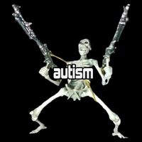 Autism Skeleton With Guns Button