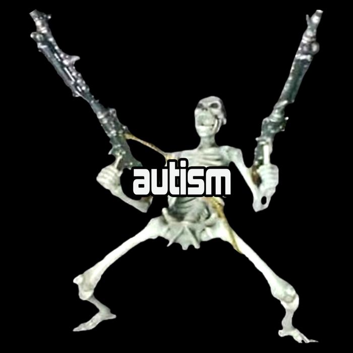 Autism Skeleton With Guns Button