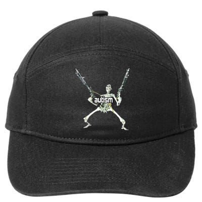 Autism Skeleton With Guns 7-Panel Snapback Hat