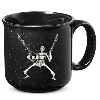 Autism Skeleton With Guns 15oz Campfire Ceramic Mug