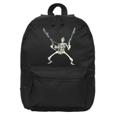 Autism Skeleton With Guns 16 in Basic Backpack