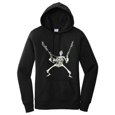 Autism Skeleton With Guns Women's Pullover Hoodie