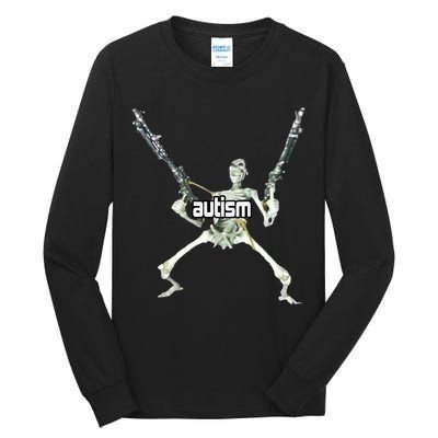 Autism Skeleton With Guns Tall Long Sleeve T-Shirt