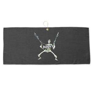 Autism Skeleton With Guns Large Microfiber Waffle Golf Towel