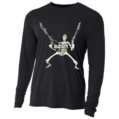 Autism Skeleton With Guns Cooling Performance Long Sleeve Crew